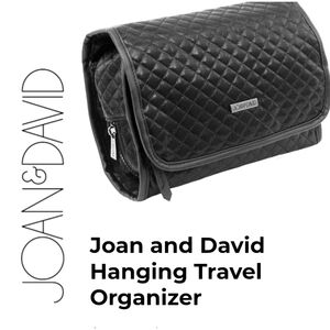 Joan & David Black Trifold Vegan Leather Hanging Travel Accessory Case